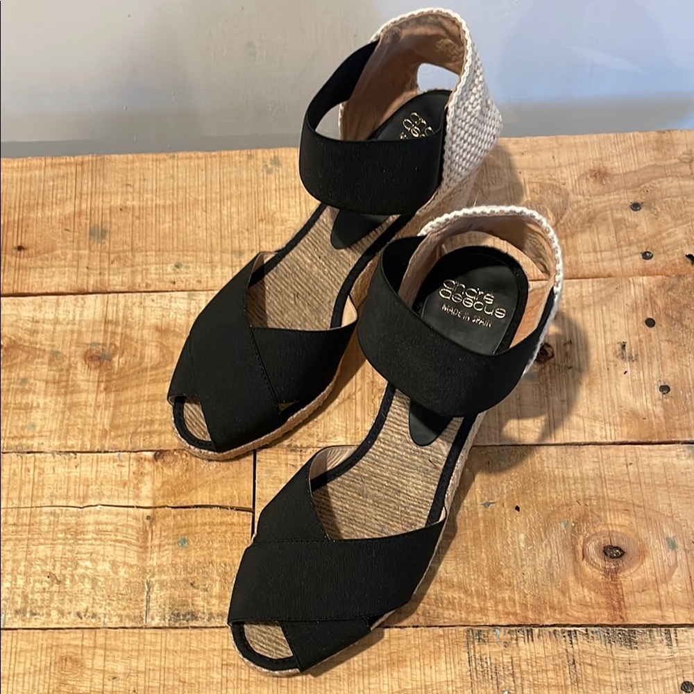 Andre Assous Black Espadrilles with Contoured Footbed